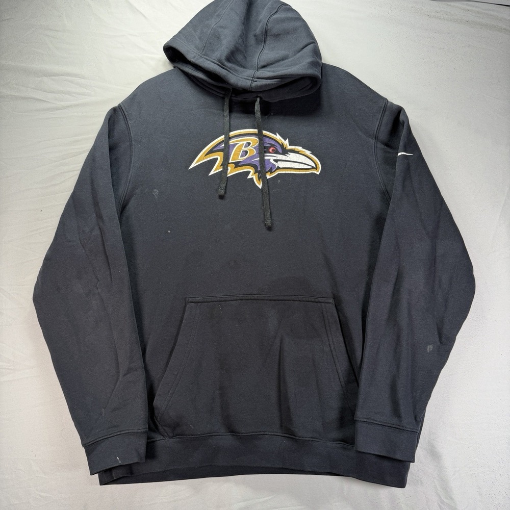 Nike Baltimore Ravens Hoodie Mens XL Black Pullover Sweatshirt NFL Football